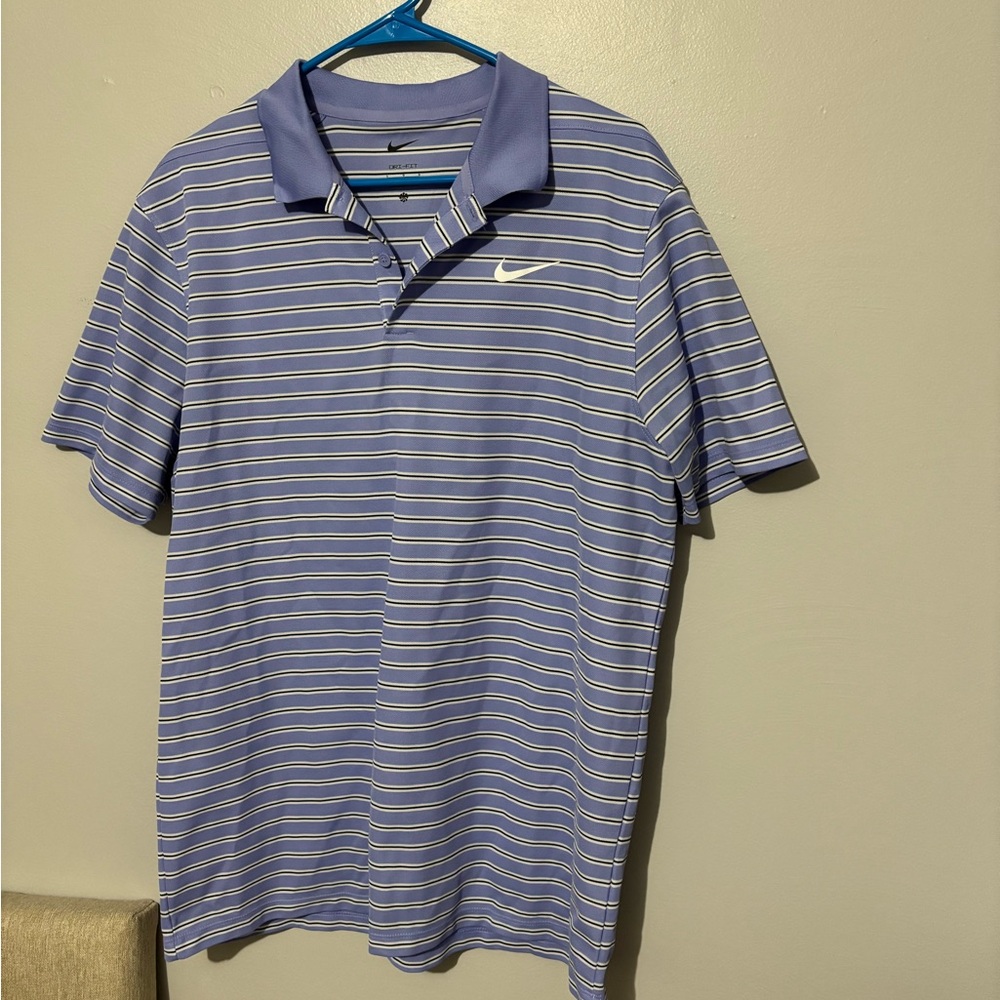 Nike Lavender and White Striped Polo